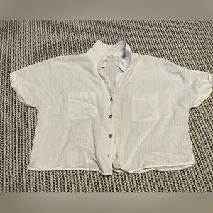 Cotton On White Crop Button Down Top - XL